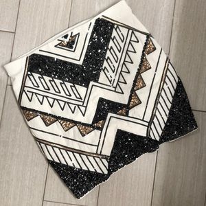 Gold & black sequin mini skirt